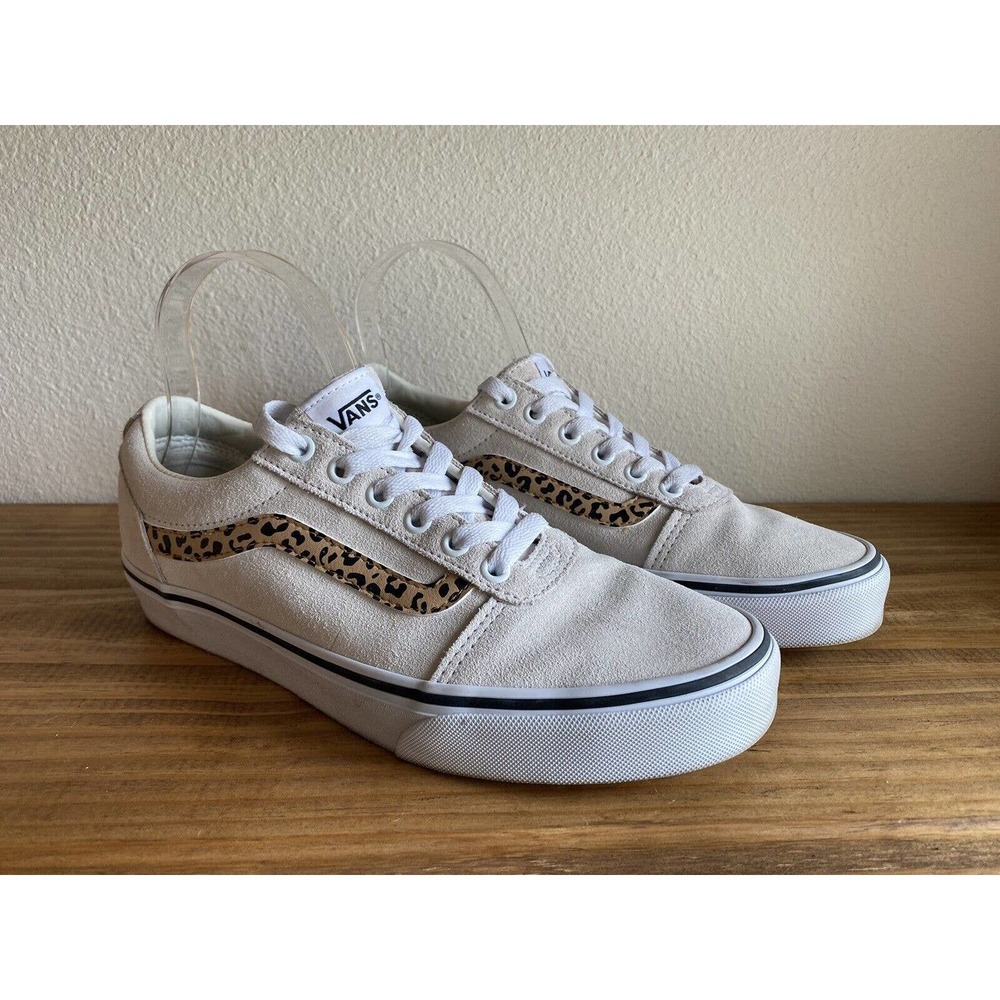 VANS Old Skool Black Suede Leopard Print Beige Platform Shoes Women’s 9 | 507698